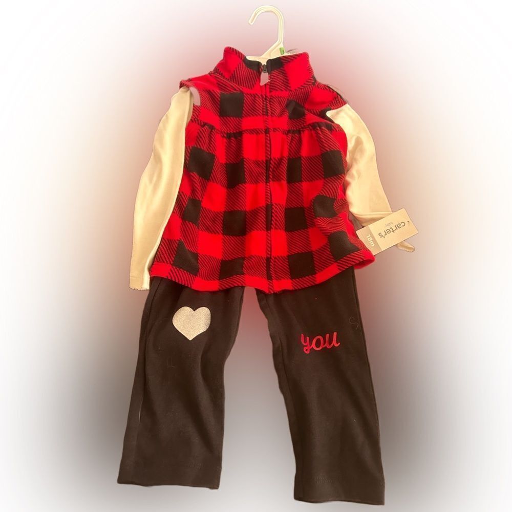 Little Girls Carter’s Love You Fleece Outfit NWT